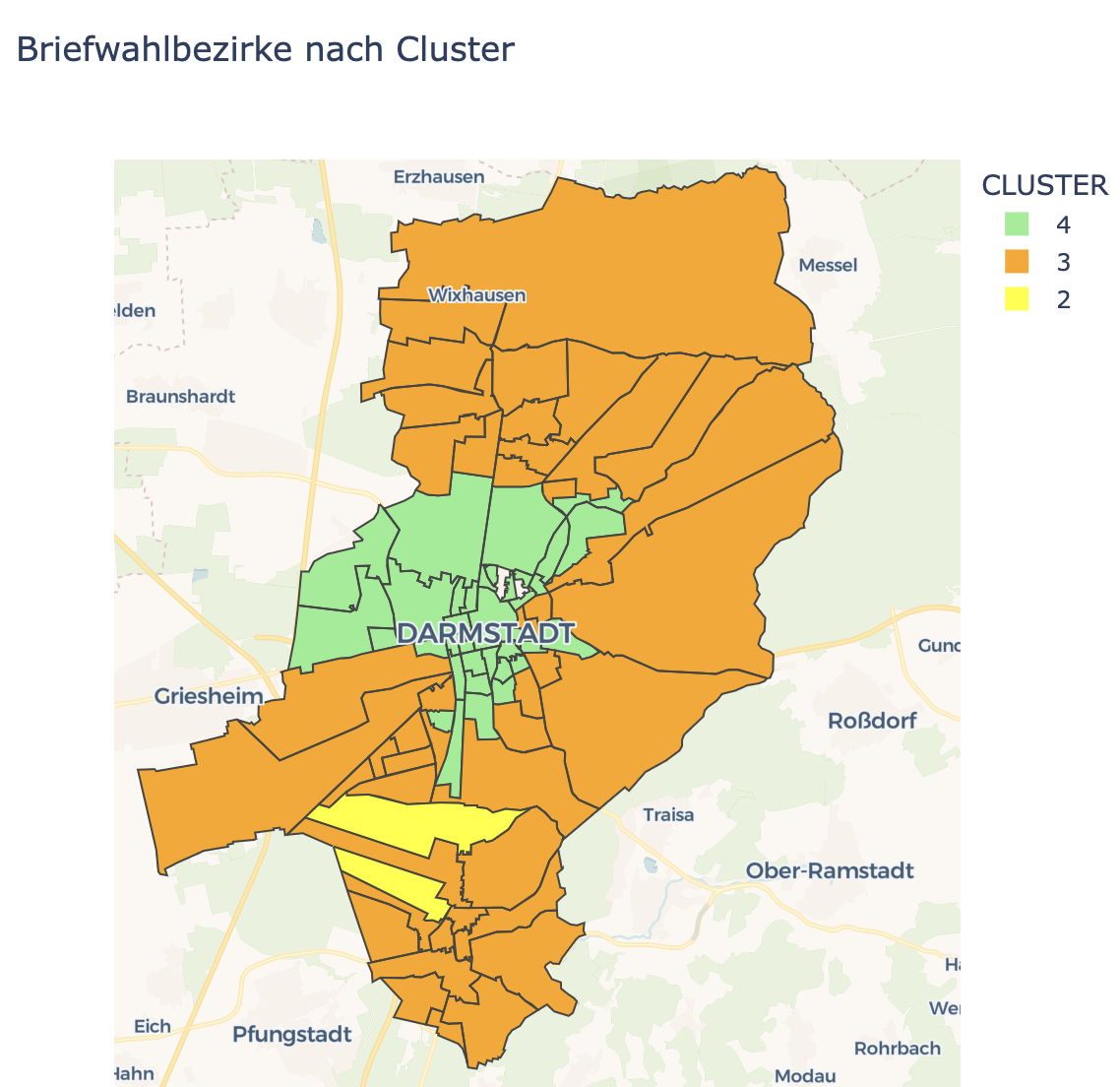 Briefwahlbezirke nach Cluster